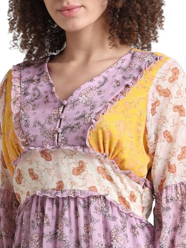 ONLY Women Printed Polyester Above Knee Lavender A-line Dress