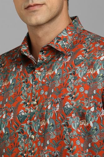 Louis Philippe Men Red Print Half Sleeves Casual Shirt