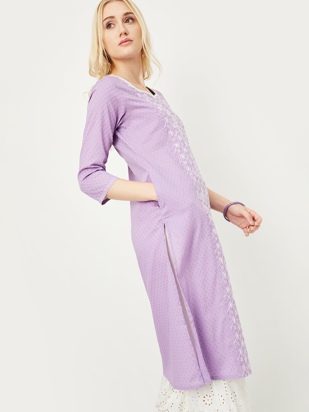 Max Women's Cotton Blend Regular Fit Kurta (MAEKSU24KI_Purple_Small