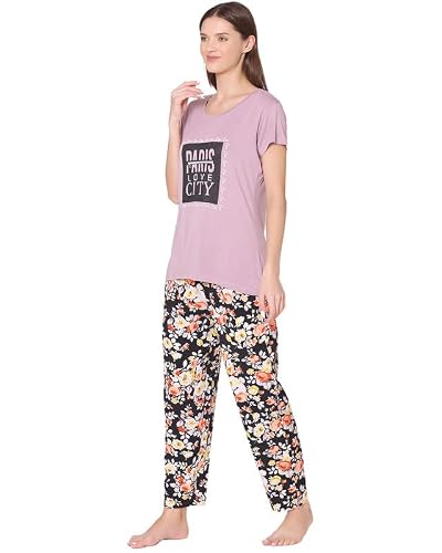 BODYCARE Womens Modal Spandex Printed Tshirt & Pyjama Set BSLS14006-XXL