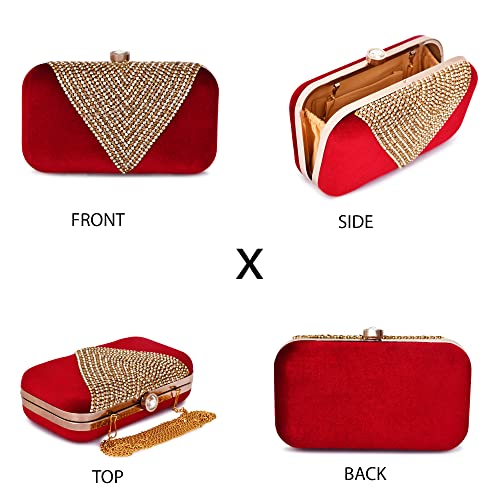 For The Beautiful You Red Embroidered Women's Clutch (410)