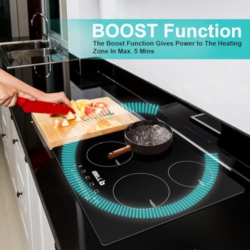 IBELL IBL EMINENCE04 Induction Hob, High Power, 7200W, Spacious cooktop with 2 year warranty, 9 Power Levels, Touch panel and Toughend Glass Top, (Black)