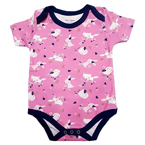 TotzTouch Set of 3 Printed Pure Cotton Baby Girls Rompers Pullover | Body Jump Suit Dress Size | Bottom Button Easy Wear | Non Shrink/Fade (Options 0-3 Months / 3-6 Months / 6-9 Months / 9-12 Months)