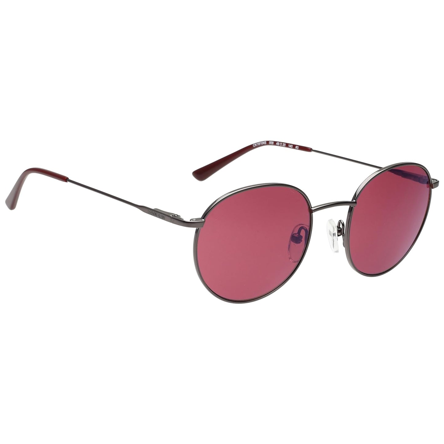 Calvin Klein|Grey Full Frame Round Sunglasses|100% UV Protected (Uv 400) Red Lens|Men's & Women's|Small|Ck 18104 009 49 S