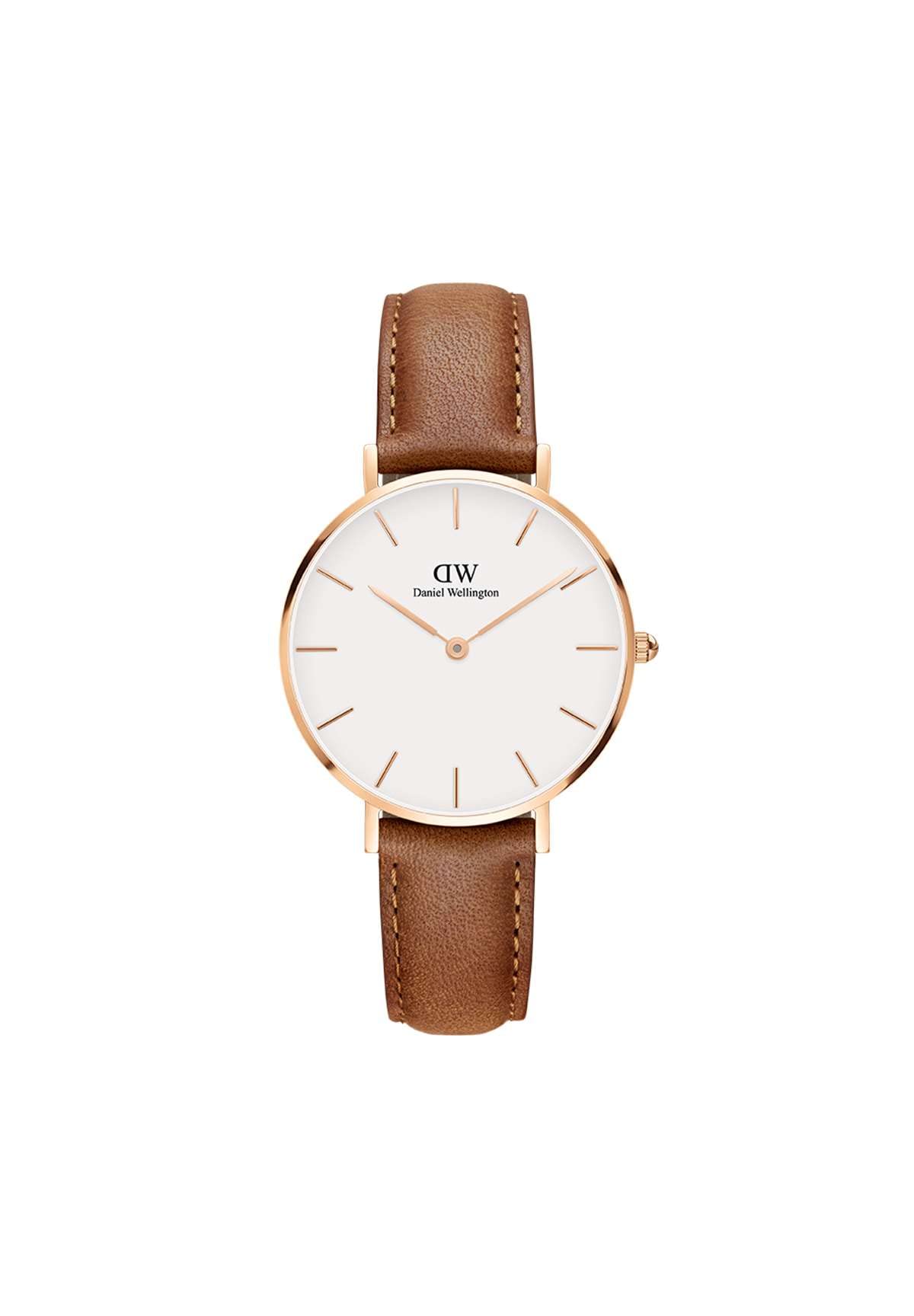 Daniel Wellington Leather Classic Petite Analog White Dial Women's Watch - Dw00100172, Band Color:Brown