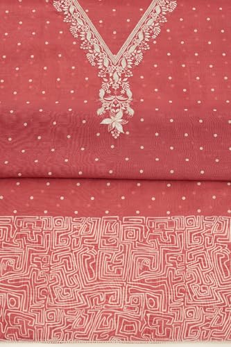 Soch Womens Rust Chanderi Dots Unstitch Dress Material With Zari