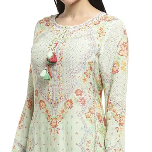 BIBA Women Pista Green Modal Blend Straight Kurta Set_36