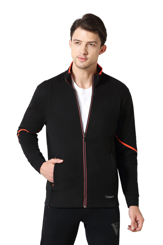 Van Heusen Men Sport Zip Front Jacket - Media Pocket, Breathable_70032_Black_XL