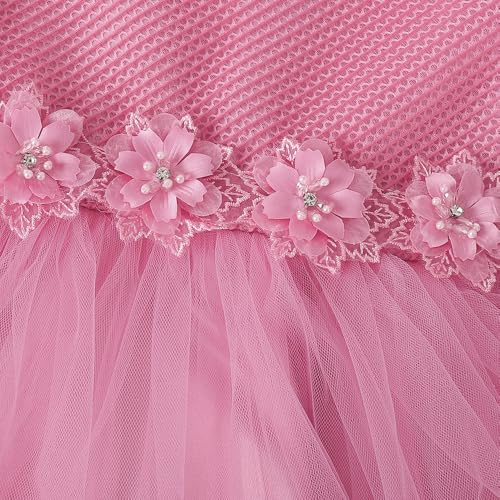 Hopscotch Girls Floral Applique Party Dress in Pink Color for Age (4-5 Years)