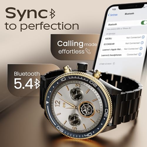 GOBOULT Saber Smart Watch 1.43'' AMOLED Display, Functional Rotating Bezel, AOD, BT Calling, 200+Watchfaces, 700 Nits Brightness, AI Voice Assistant, SpO2 Monitoring, 120+ Sports Mode (Metal Black)