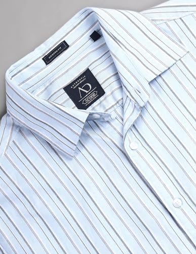 AD by Arvind Blue Vertical Striped Cotton Shirt