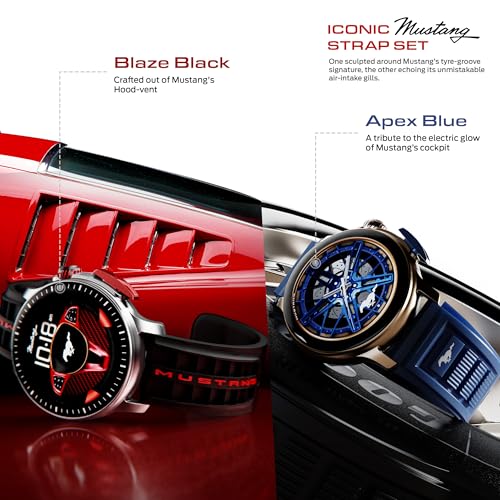 GOBOULT Mustang Racer Smart Watch 1.43'' AMOLED Display, Rotating Bezel, BT Calling, 150+Watchfaces, 500 Nits Brightness, AI Voice Assistant, SpO2 Monitoring, 120+ Sports Mode (Black Blaze)