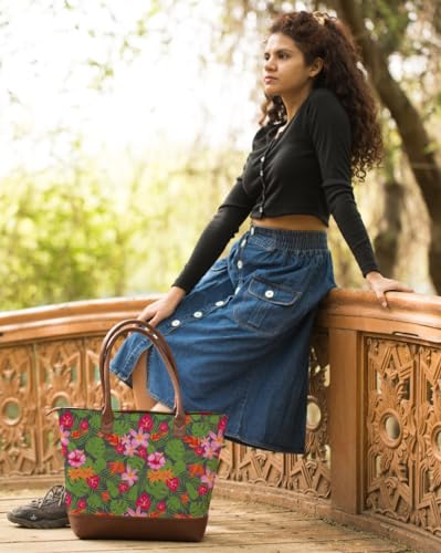 Kalānkit Tote Bags For Women With Zip, College Bag For Girls, Handcrafted Women'S Tote Bag With Vegan Leather Handles & Indian Prints, Shoulder Tote Bag And Handbag For Office And College