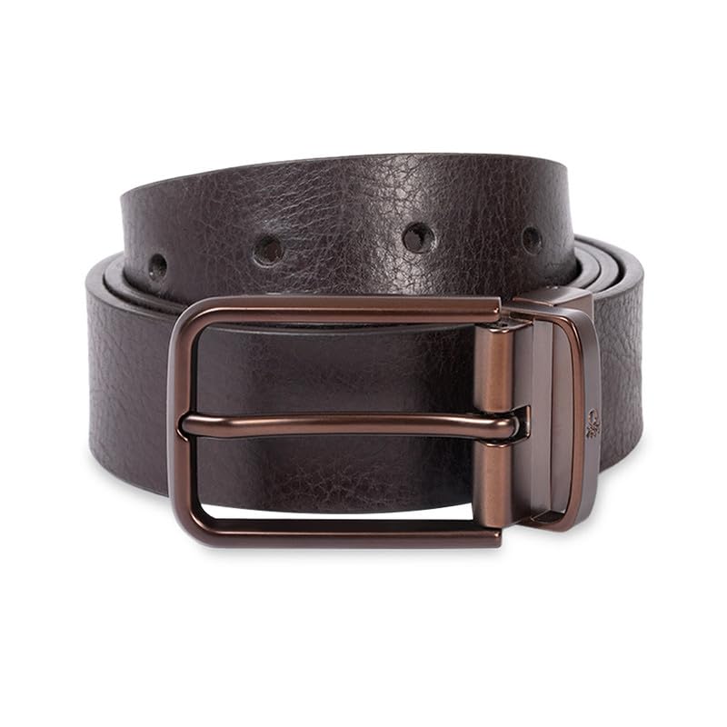 UNITED COLORS OF BENETTON Brown & Brown Men Leather Reversible Belt - Houten, S 80Cm | Pin Closure | Formal Wearability | 28-32 Waist Size