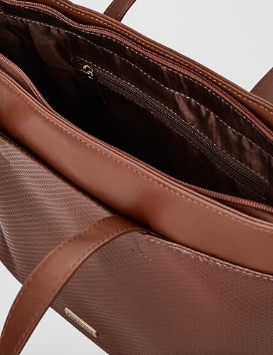 Fastrack Brown Dual Textured Tote Bag For Women