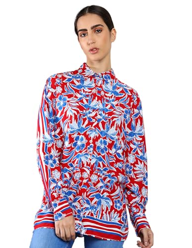 Tommy Hilfiger Women RED Floral Print Shirts (S)