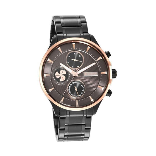 Titan Maritime Quartz Multifunction Anthracite Dial Black Stainless Steel Strap Watch for Men - NT1873KM01