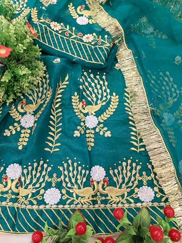 SHYAMLATA Designer Wedding & Party Lehenga Set with Hand Embroidery and Sequins (Rama)