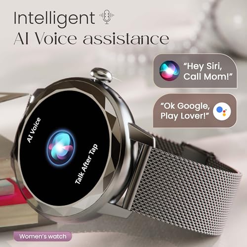 GOBOULT Newly Launched Alora Smart Watch 1.19'' AMOLED Display, BT Calling, Rotating Bezel, 150+Watchfaces, 800 Nits Brightness, AI Voice Assistant, SpO2 Monitoring, 120+ Sports Mode (Silver)