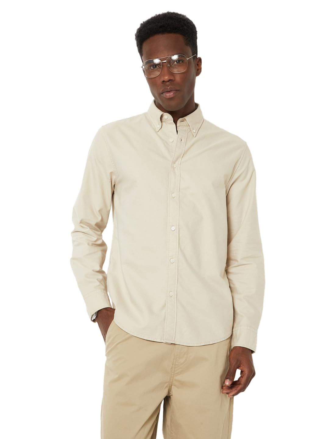 Max Men Soft Touch Regular Fit Oxford Shirt (Beige_M)