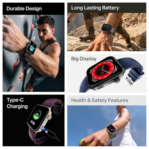 boAt Storm Call 4 India's first Smartwatch with Type-C Charging,1.96”(4.97 cm) HD Display, Functional Crown, BT Calling, Sports Modes, Heart Rate, SpO2, Sleep & Stress Tracking, SOS, IP68(Velvet Wine)