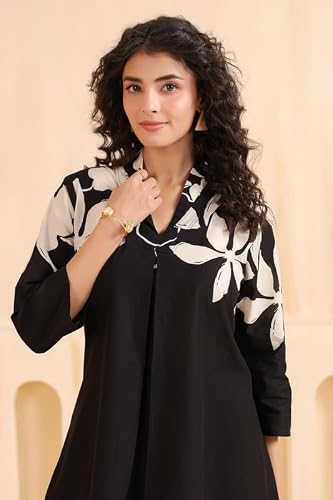 JISORA Women's Printed Cotton Co-ord Set 22CS3582-S Black S