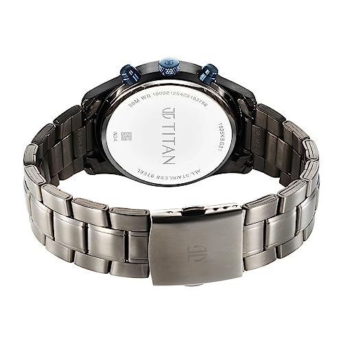 Titan Neo Splash Quartz Multifunction Anthracite Dial Anthracite Stainless Steel Strap Watch for Men - NT1805KM07