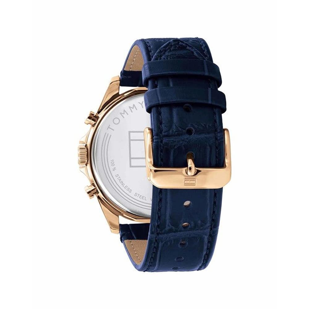 Tommy Hilfiger Mens 44 Baker Blue Dial Faux Leather Analogue Watch - TH1710451W