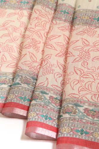 Soch Womens Cream Linen Botanical Salwar Suit With Beads And Stones