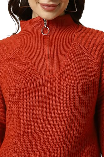 Allen Solly Women's Acrylic Crew Neck Sweater (AHSWCRGFJ94742_Red