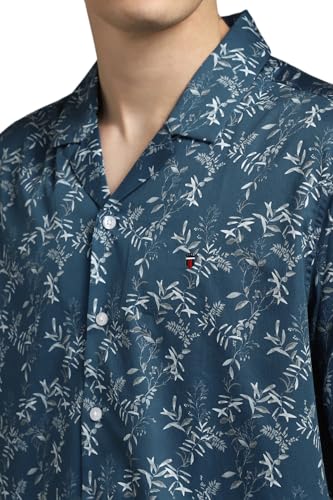 Louis Philippe Men Blue Slim Fit Print Half Sleeves Casual Shirt