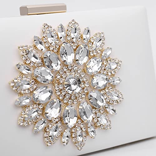 Mastyle® Small Square Clutch Handbag For Women With Diamond Sunflower Design And Decorative Finish