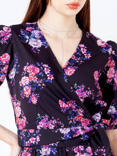 Zink London Women's Black Printed Wrap Top