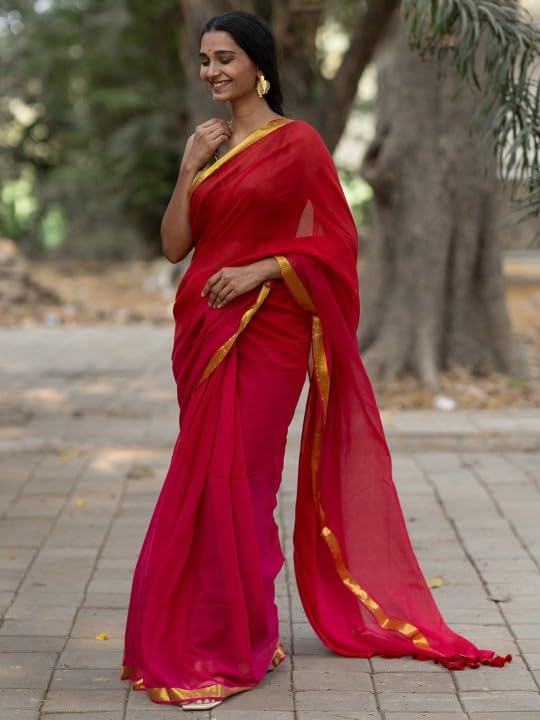 Suta Fuschia Pink Cotton Saree