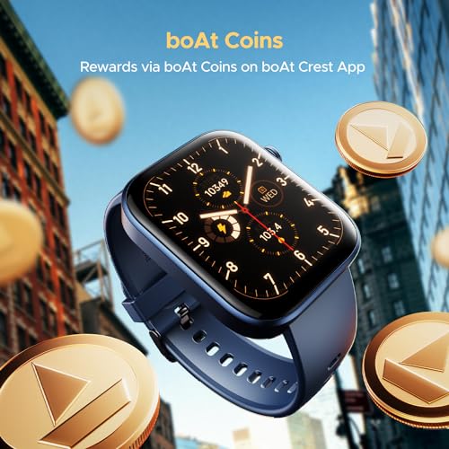 boAt Storm Call 3 w/Turn-by-Turn Navigation, 1.83” HD Display, Bluetooth Calling, Crest+ OS, QR Tray, Watch Face Studio, Coins, Emergency SOS Smart Watch for Men & Women(Dark Blue)