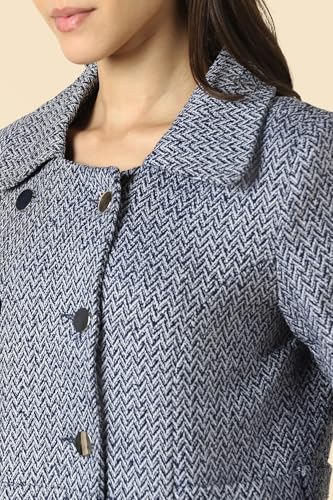 Women Navy Textured Casual Jacket