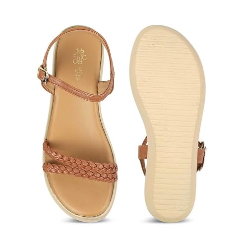 tresmode LEVE Tan Women's Dress Wedge Sandals in Size 5 UK / 38 EU