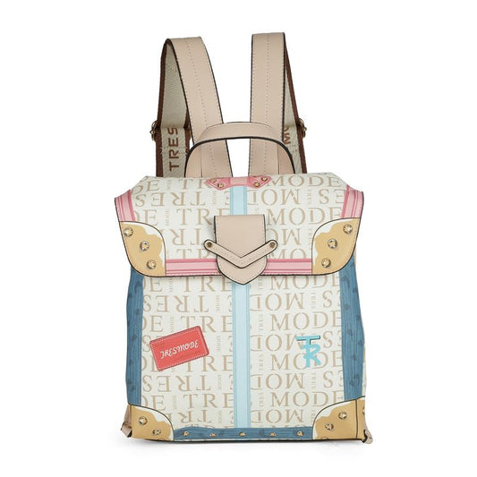tresmode ZAGREB Beige Vegan Leather Backpack for Women
