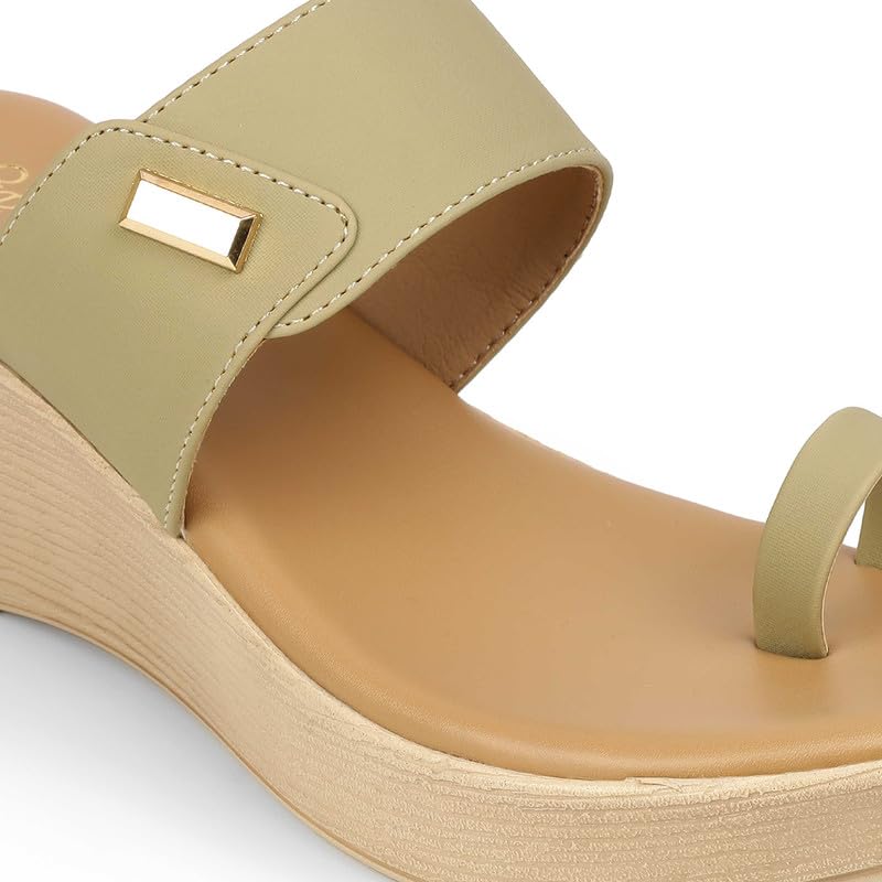 tresmode KANNES Green Women's Dress Wedge Sandals in Size 6 UK / 39 EU