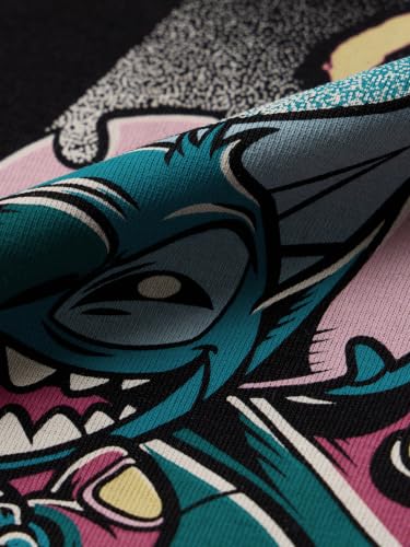 The Souled Store Lilo & Stitch: Ohana Racing Women and Girls Short Sleeves Round Neck Black Graphic Printed Cotton Oversized Breathable Lightweight All-Season T-Shirts