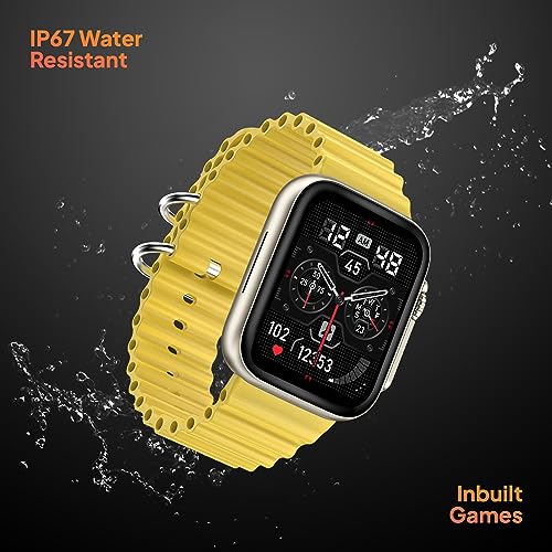 Fire-Boltt Gladiator 1.96" Biggest Display Smart Watch with Bluetooth Calling, Voice Assistant &123 Sports Modes, 8 Unique UI Interactions, SpO2, 24/7 Heart Rate Tracking (Yellow)