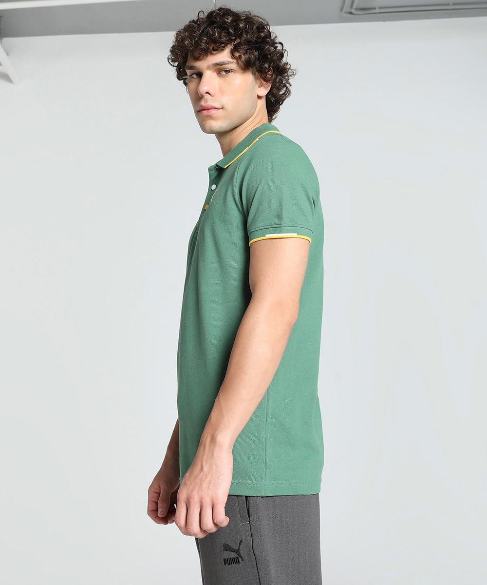 Puma Men's Cotton Letter Print Regular Fit T-Shirt (67040925_Deep Forest L)