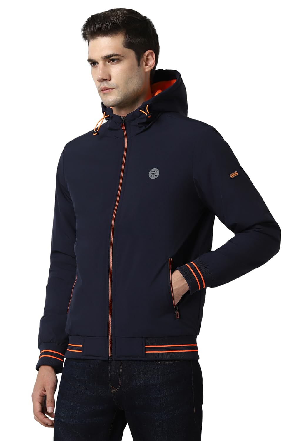 Van Heusen Men's Polyester Blend A-Line Standard Length Coat (VFJKARGF595482_Blue, Large