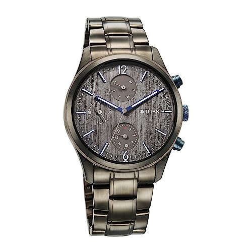 Titan Neo Splash Quartz Multifunction Anthracite Dial Anthracite Stainless Steel Strap Watch for Men - NT1805KM07