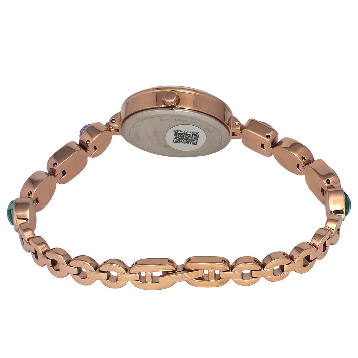 TIMEX Fria Analog Watch for Women with Green Round Dial & Rose Gold Brass Bracelet Band Water Resistant Women's Wrist Watches - TWEL17301