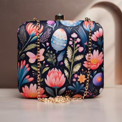 Artklim Black Floral Printed Clutch