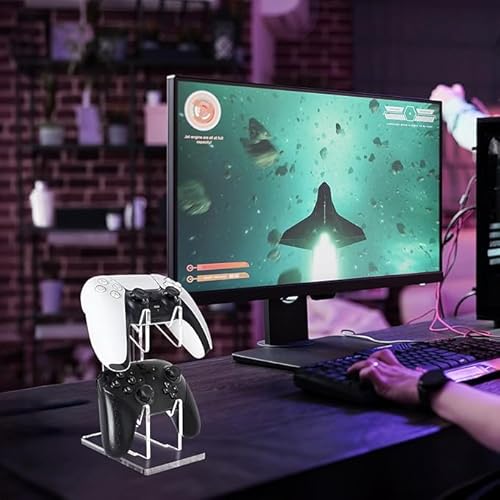 OOPZ Dual game pad Controller Holder Gaming Accessories, Suitable for Almost All Controllers, Controller Stand for Xbox ONE PS4 PS5 STEAM PC (Crystal Clear)