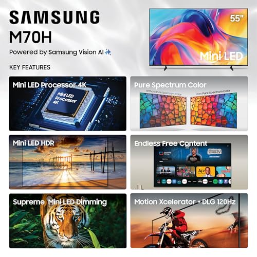 Samsung 55-Inch Class M70H Series, Mini LED, 4K, Smart TV, 2026 Model