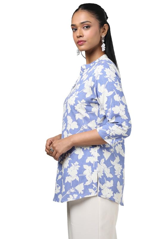 Soch Womens Indigo Cotton Flex Floral Print Tunic