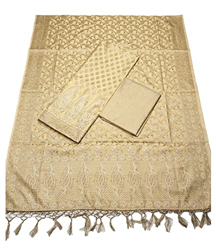 The SDF India Women's Poly Silk Woven Banarasi Jacquard Salwar Suit Dress Material (Tusser)